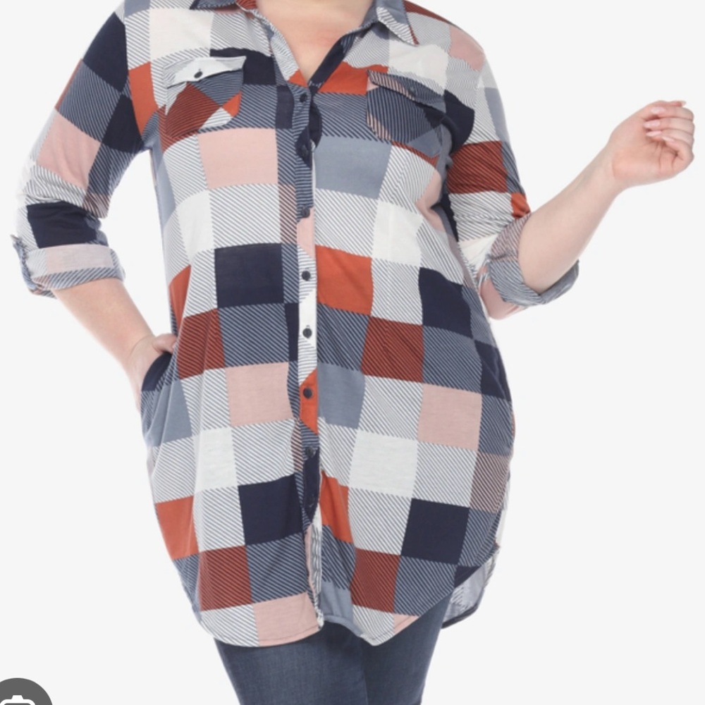 White & Mark Plaid Tunic Shirt – Size 1XL